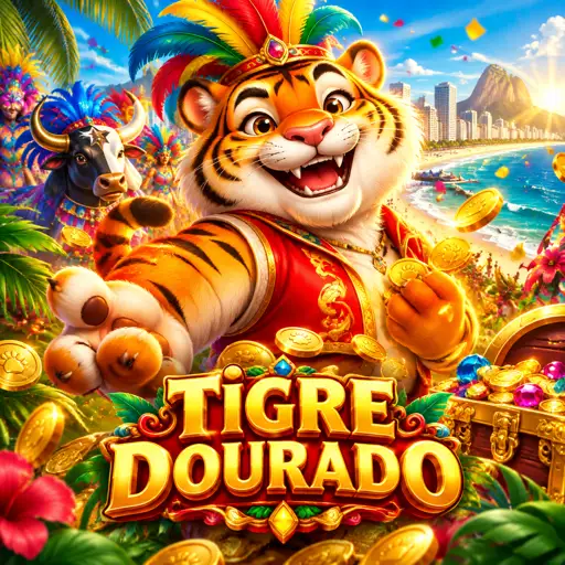 Cartão do jogo Fortune Tiger com o tigre da sorte em dourado